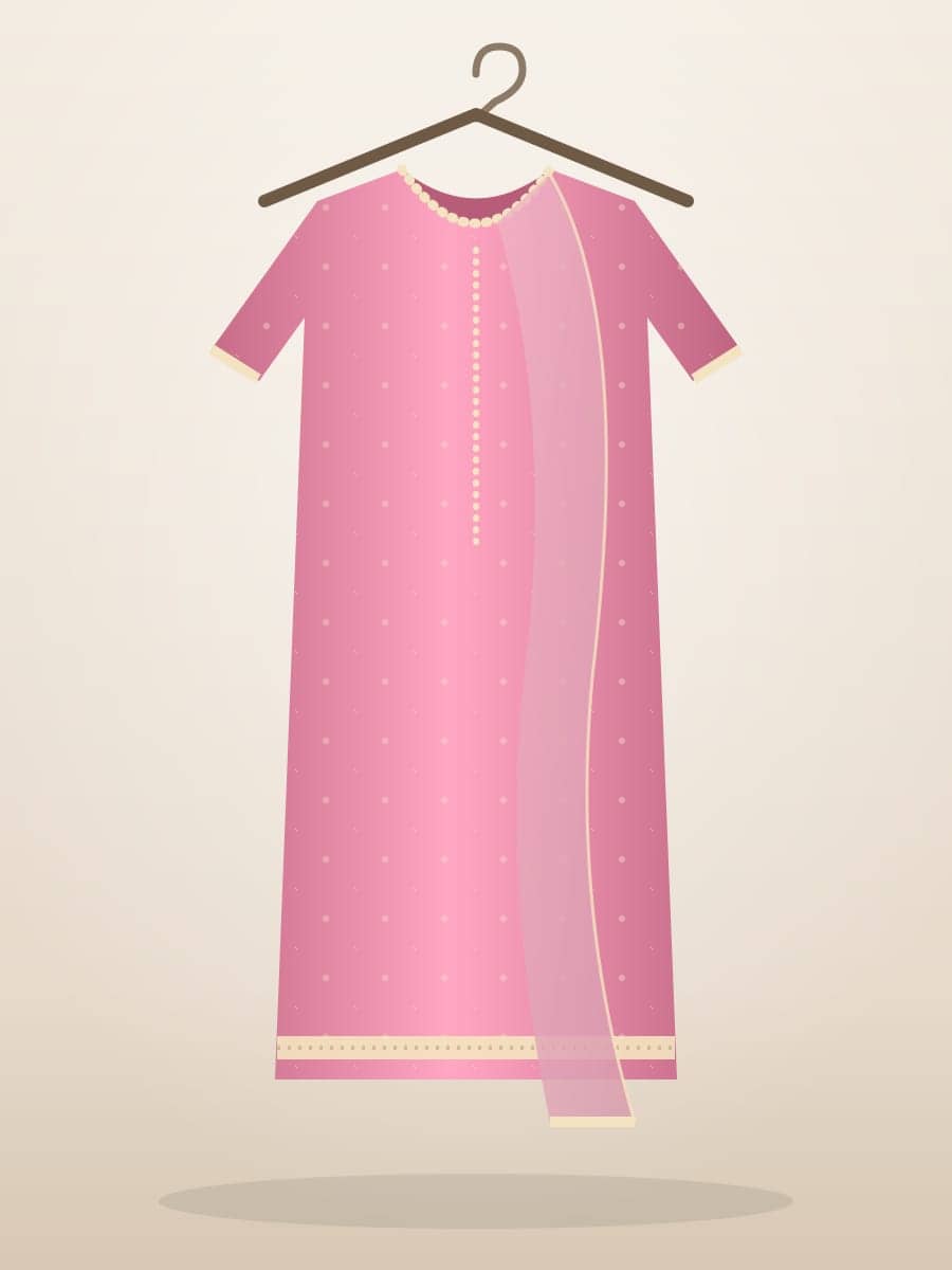 Pink Sequin Party Suit on a hanger