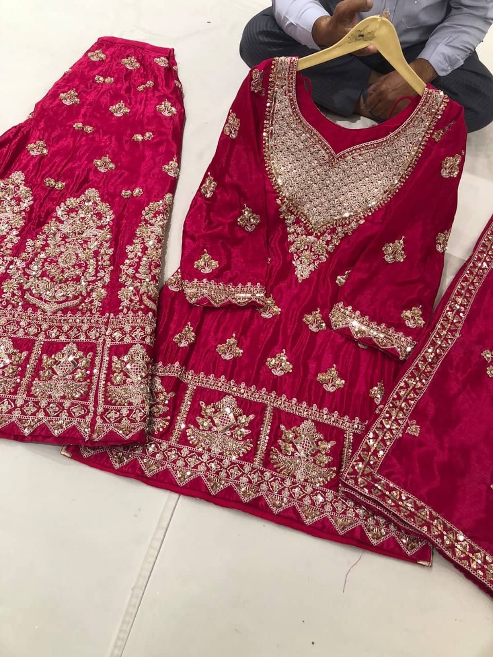 Maroon Velvet Suit with salwar, dupatta